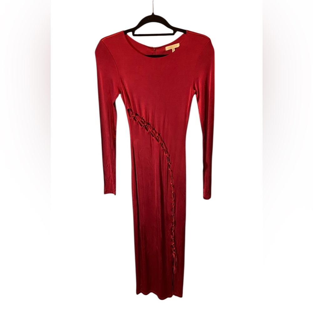Lurelly Red Cut Out Maxi Dress Long Sleeve Bodycon Formal Size 2